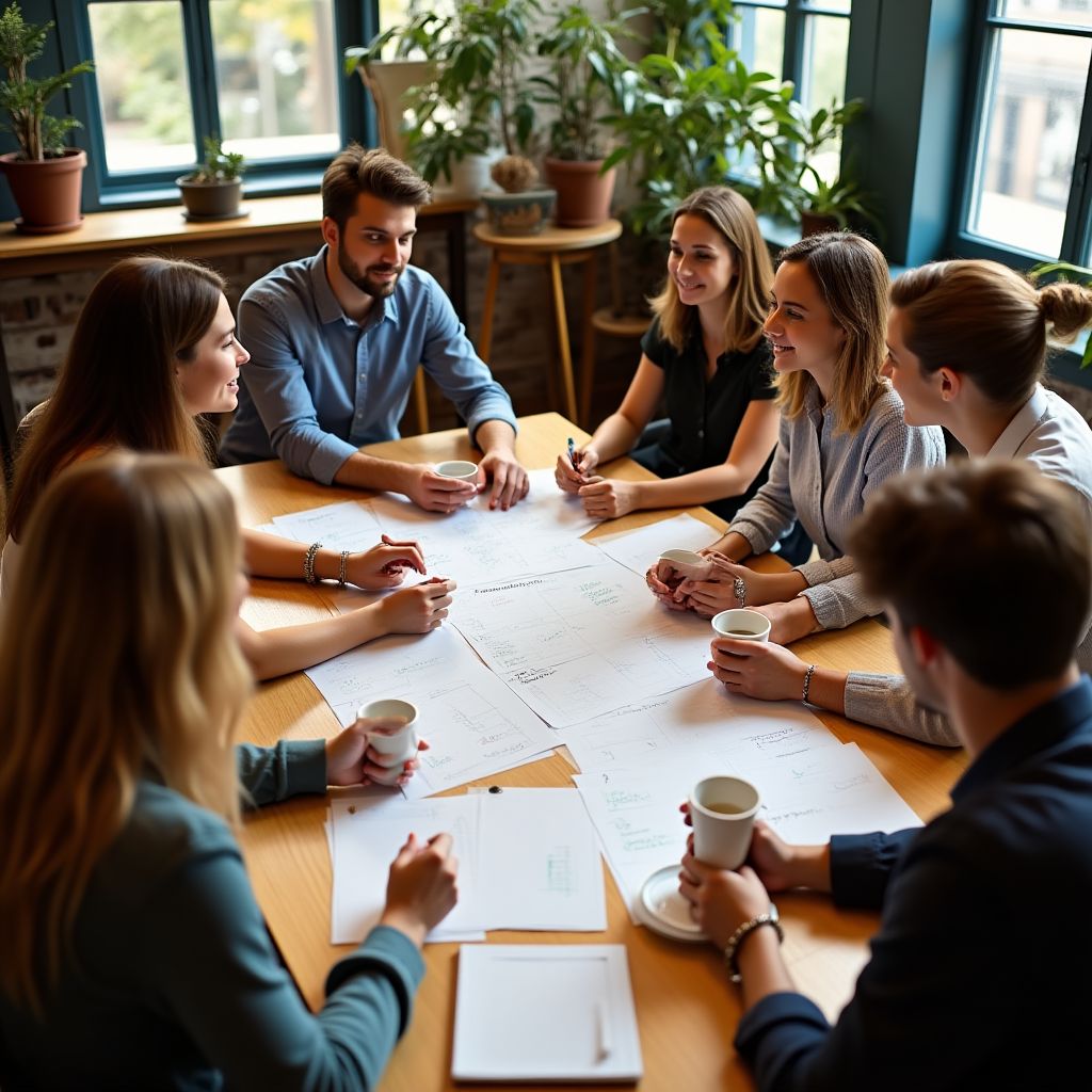A team meeting in a creative office space